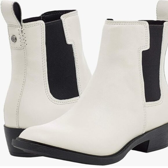 UGG Emmeth White Leather Boots LADIES SIZE 8 NEW